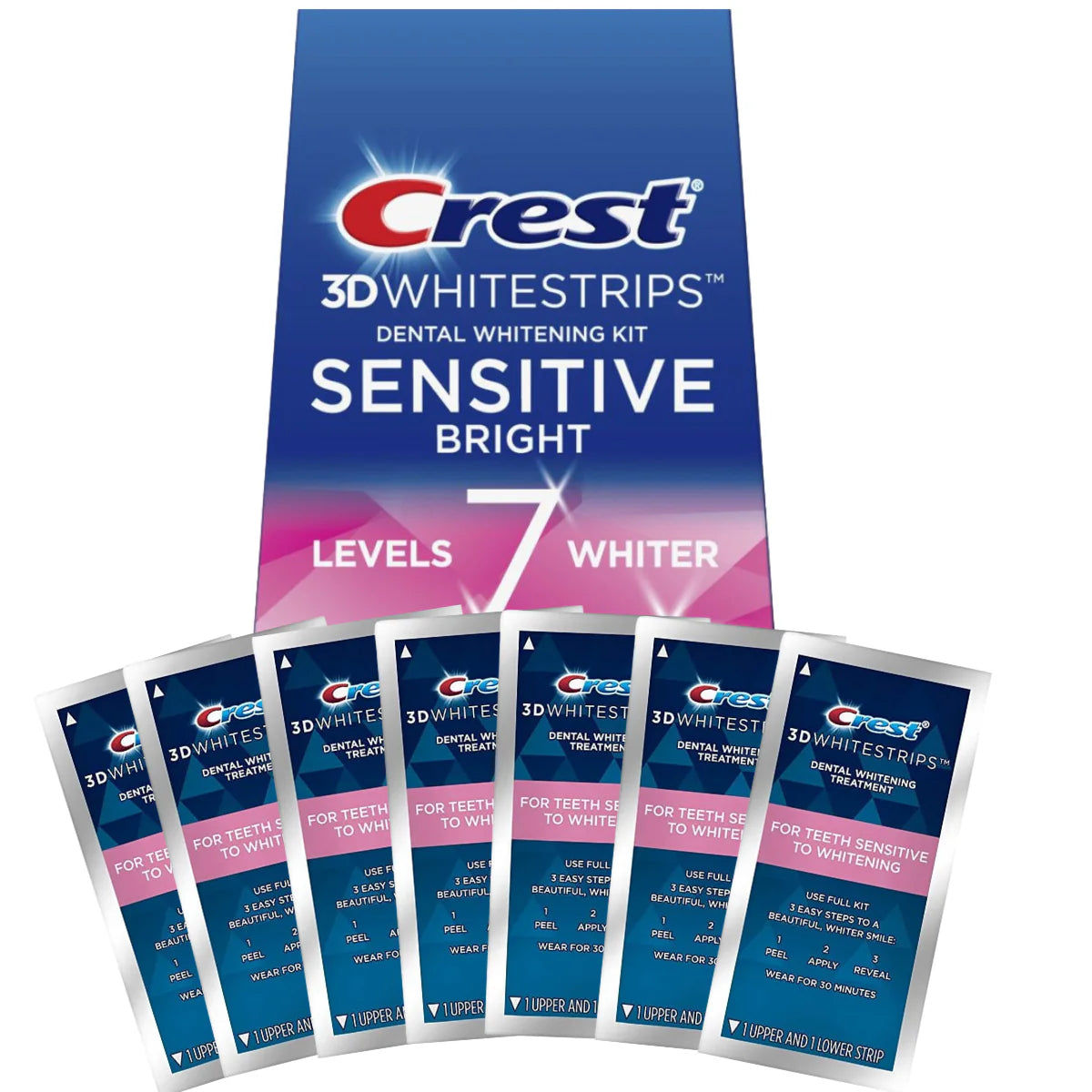 Teeth Whitening Strips Crest Sensitive Bright 7 Levels Whiter Whitestrips