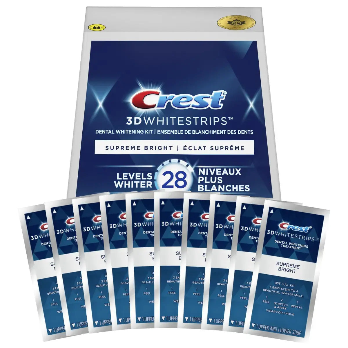 Teeth Whitening Strips Crest Supreme Bright 28 Levels Whiter Whitestrips