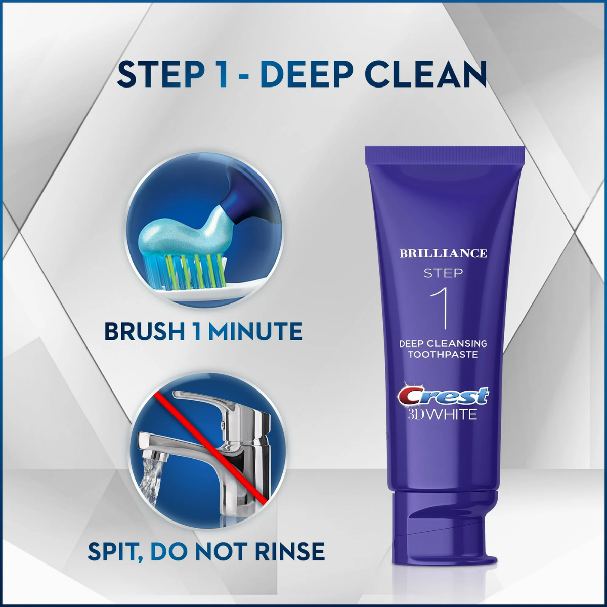 Toothpaste Crest 3D White Brilliance Whitening 2-Step (113g) & (65g)