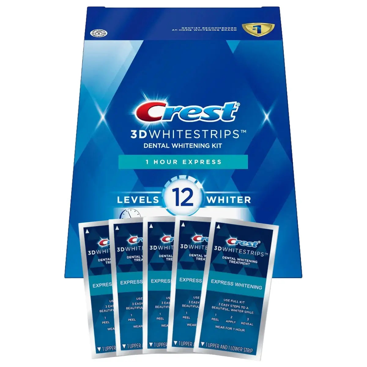 Teeth Whitening Strips Crest 1 Hour Express 12 Levels Whiter Whitestrips