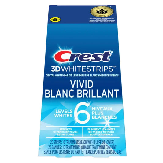 Teeth Whitening Strips Crest Vivid Blanc Brillant 6 Levels Whiter Whitestrips