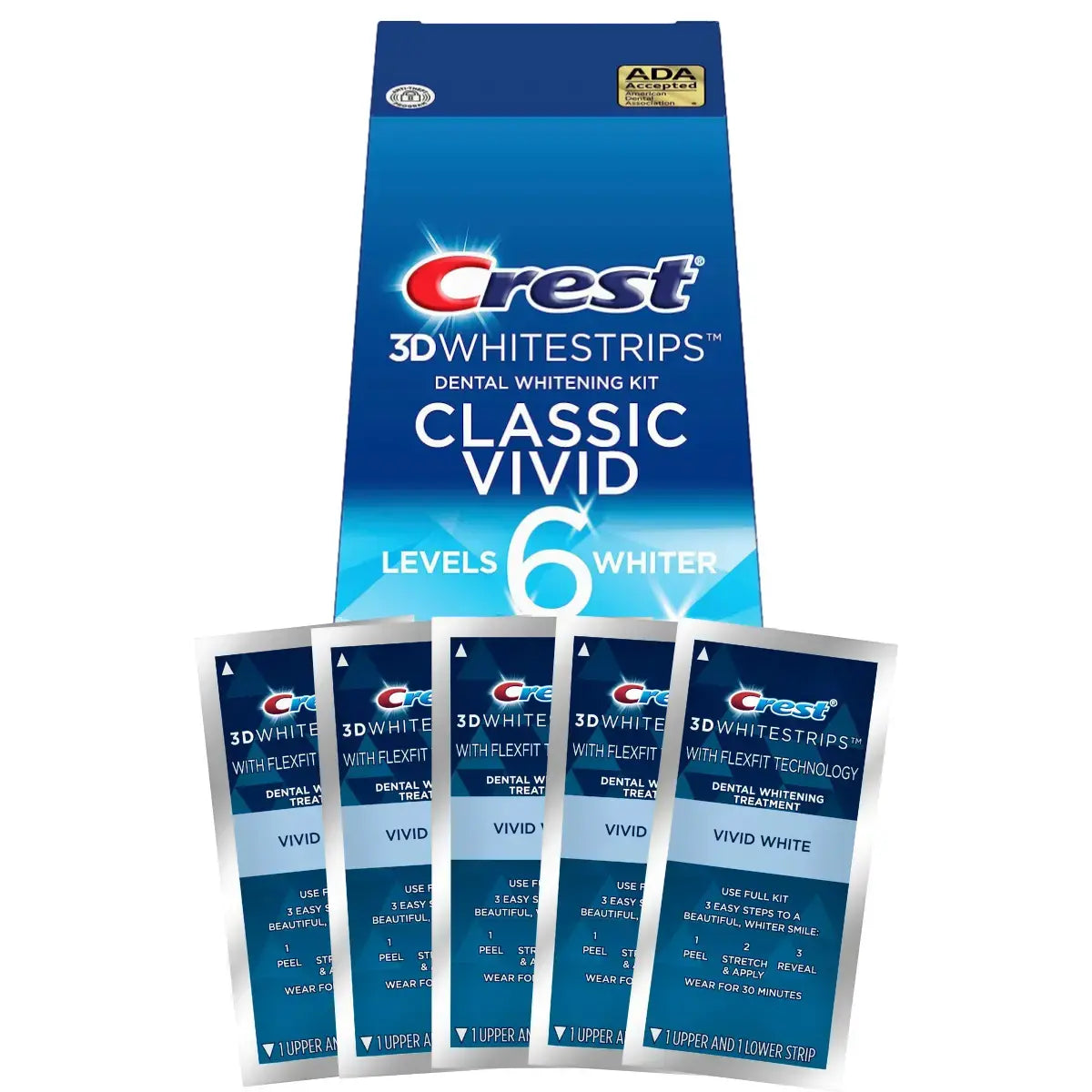 Teeth Whitening Strips Crest Classic Vivid 6 Levels Whiter Whitestrips