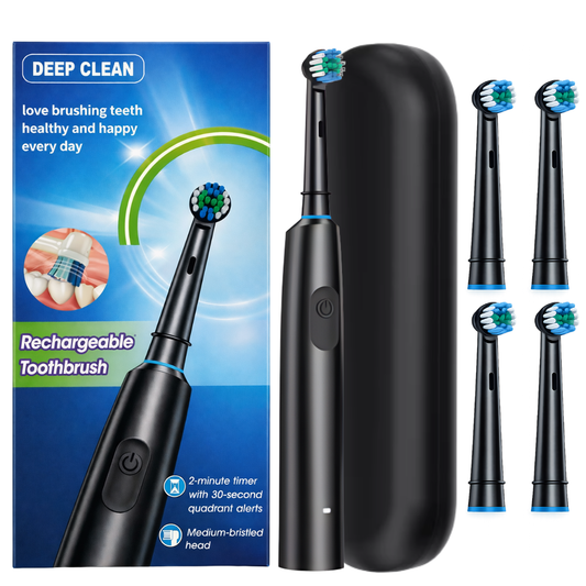 Electric Toothbrush Deep Clean Black + 4 Brush Heads