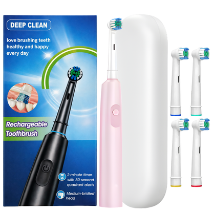 Electric Toothbrush Deep Clean Pink + 4 Brush Heads