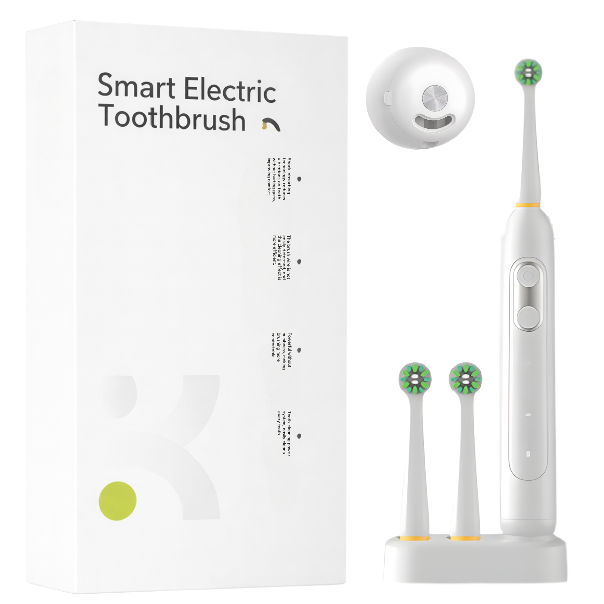 White Electric Toothbrush + 2 Brush Heads + UV Sterilizer