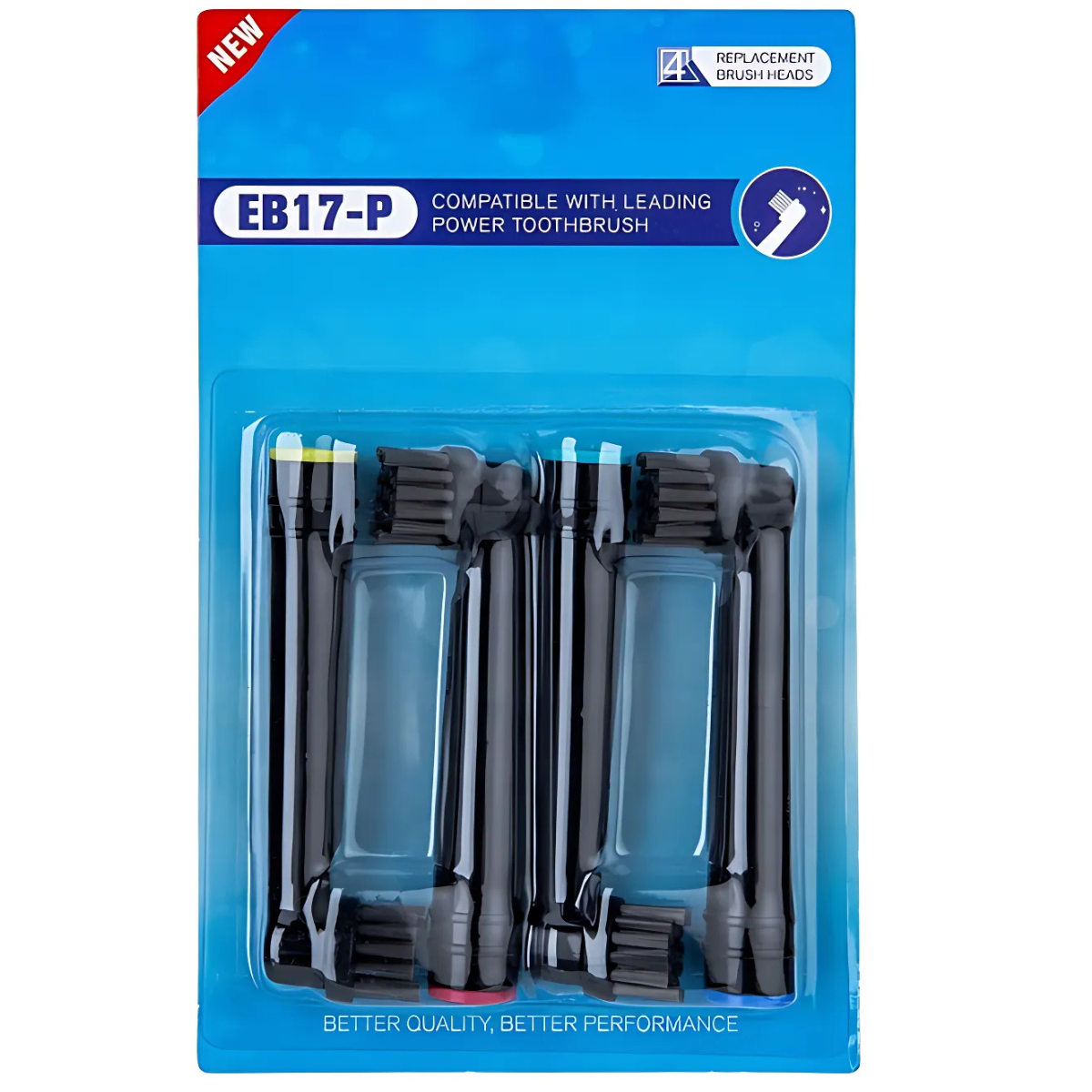 Braun Oral-B 8-Pack Replacement Brush Heads - EB17-P White & Black