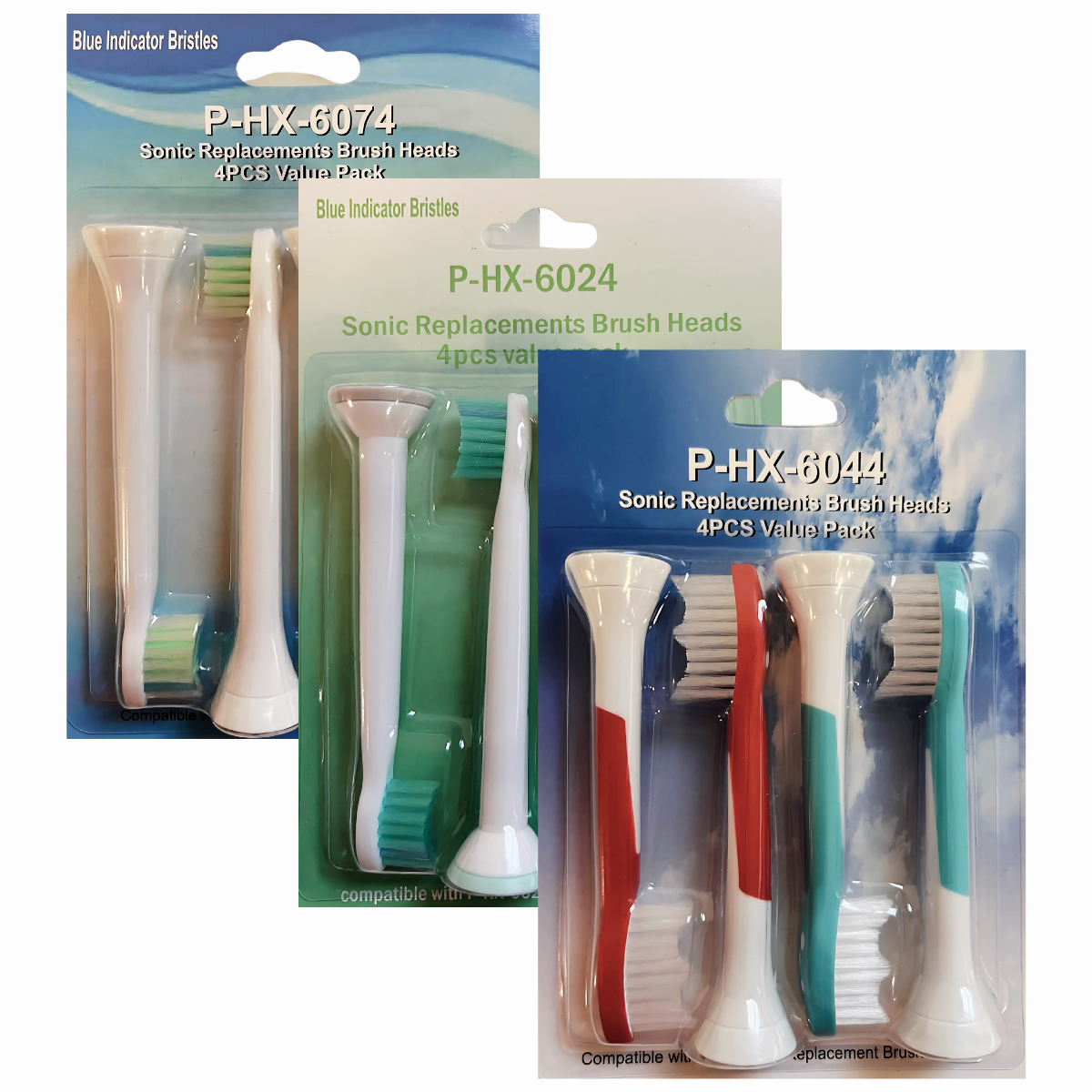 12-Pack Replacement Brush Heads for Philips Sonicare – P-HX-6044, P-HX-6074, P-HX-6024