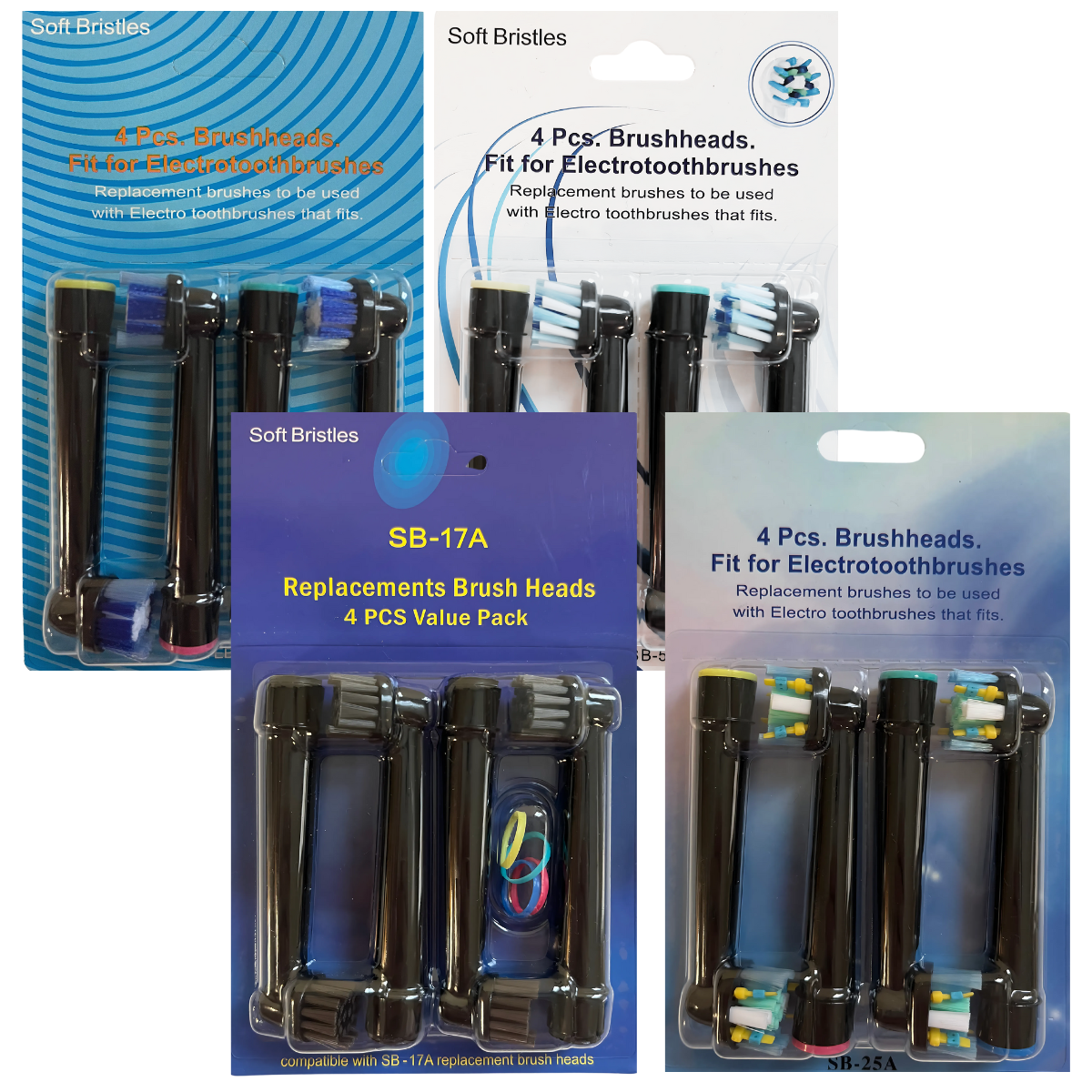 16-Pack Replacement Brush Heads for Oral-B – SB-17A/SB-20A/SB-25A/SB-50A